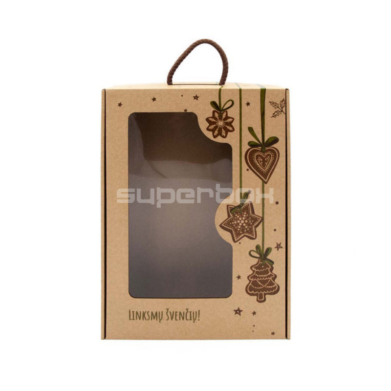Brown Suitcase Style Gift Box with Green Christmas Pattern Brown Suitcase Style Gift Box with Green Christmas Pattern