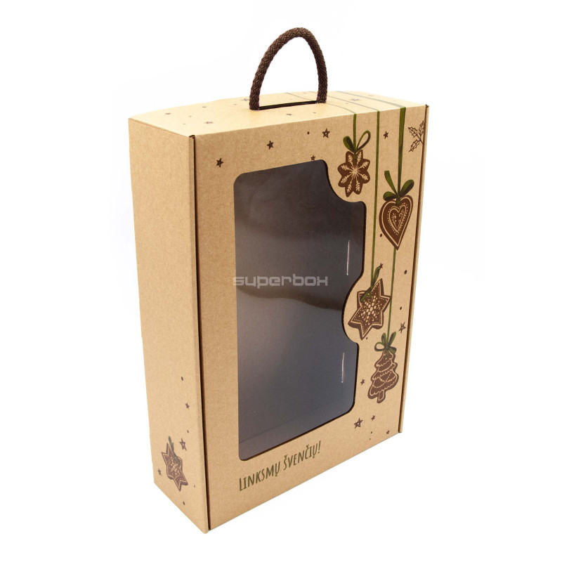 Brown Suitcase Style Gift Box with Green Christmas Pattern Brown Suitcase Style Gift Box with Green Christmas Pattern