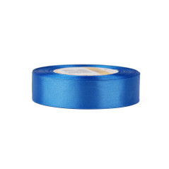Blue satin ribbon – glossy, 25 mm wide, 32 m roll