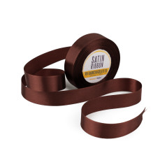 Opulent Dark Chocolate Color Satin Ribbon, 25 mm Width