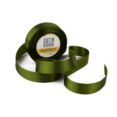 Apburoša olīvu zaļa satīna lentīte, 25 mm platums