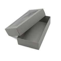Серая подарочная коробка с окошком