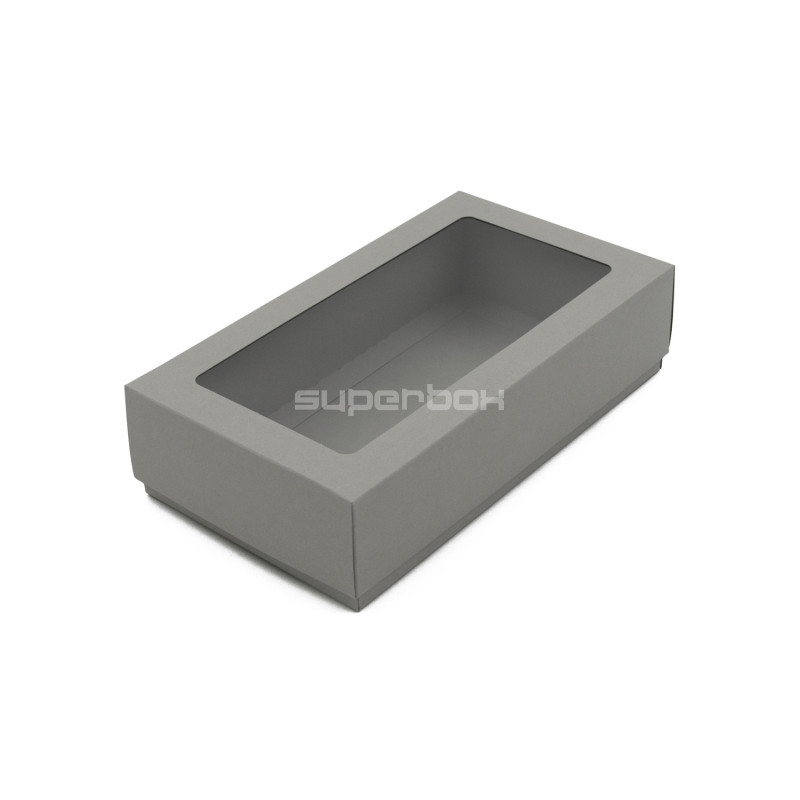 Серая подарочная коробка с окошком