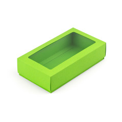Zaļa kartona dāvanu kaste ar logu | 200x110x50 mm | Superbox