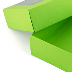 Zaļa kartona dāvanu kaste ar logu | 200x110x50 mm | Superbox