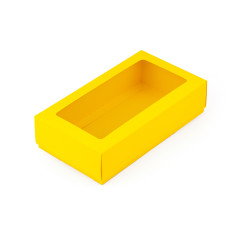 Dzeltena dāvanu kaste ar logu | 200x110x50 mm | Superbox