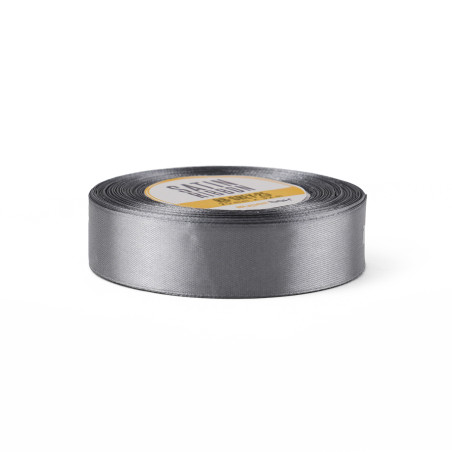 Pelēka satīna lente - spīdīga, 25 mm plata, 32 m garš ruļlis