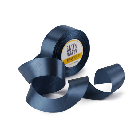 Izsmalcināta tumši zila satīna lentīte, 38 mm platums