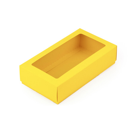 Dzeltena dāvanu kaste ar logu | 200x110x50 mm | Superbox