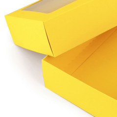 Dzeltena dāvanu kaste ar logu | 200x110x50 mm | Superbox