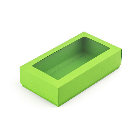 Zaļa kartona dāvanu kaste ar logu | 200x110x50 mm | Superbox