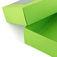Zaļa kartona dāvanu kaste ar logu | 200x110x50 mm | Superbox