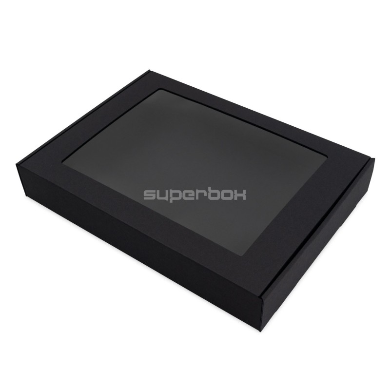 Black Gift Box with Transparent Window for Towels or Other Textile