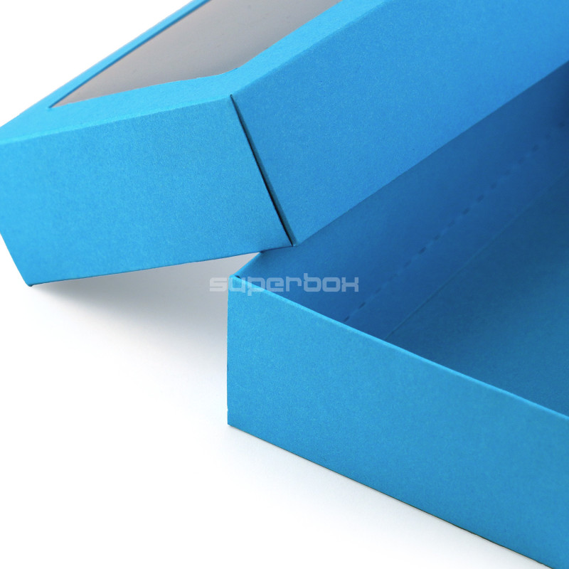 Turquoise Two Piece Cardboard Gift Box with Window