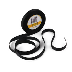 Šaura melna satīna lente, 12 mm platums