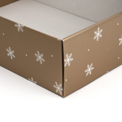 Zelta kaste ar logu un sniegpārsliņām | 305x215x85 mm | Superbox