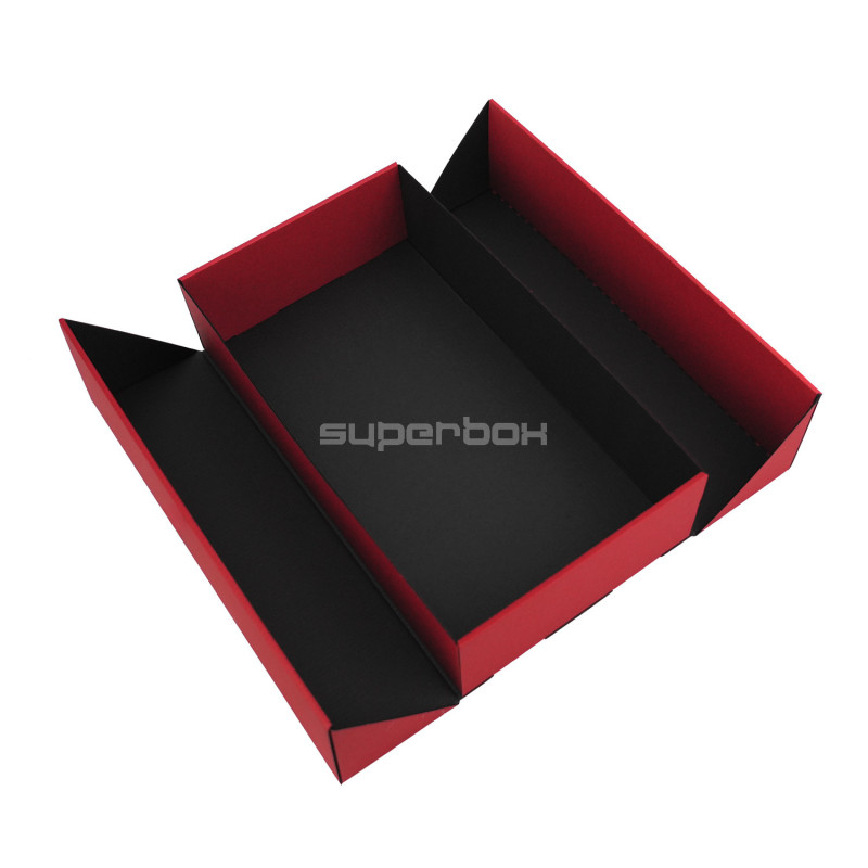 Double Door Red Gift Box with Integrated Satin Ribbon