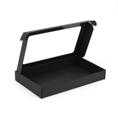 Black Low Height Gift Box with PVC Window | 300x180x40 mm | Superbox