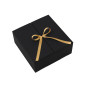 Square Double Door Black Box with Integrated Gold Ribbon