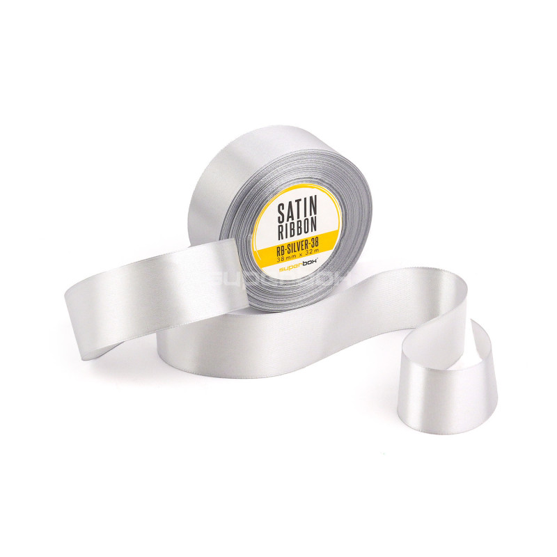 Elegant Silver Satin Ribbon, 38 mm Width