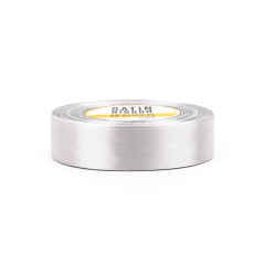 Silver satin ribbon – glossy, 25 mm wide, 32 m roll