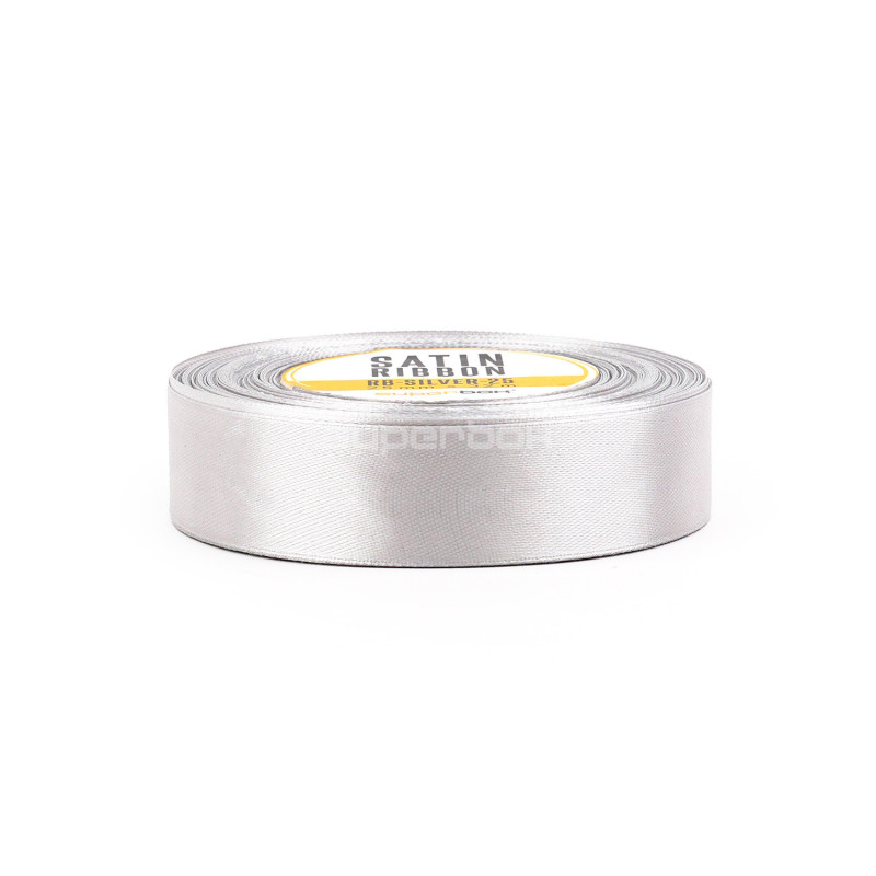 Chic Silver Satin Ribbon, 25 mm Width