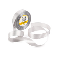 Chic Silver Satin Ribbon, 25 mm Width
