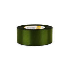 Olive green satin ribbon – glossy, 38 mm wide, 32 m roll