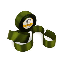 Wide Olive Green Satin Ribbon, 38 mm Width