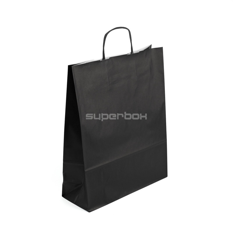 Large black paper bag with twist paper handles, 320x120x400 mm