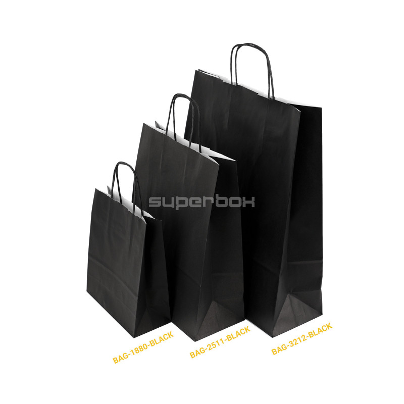 Paper Bag Black with Twisted Paper Handles, Large
