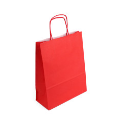Красная бумажная сумка с закрученными бумажными ручками, 250x110x320 мм