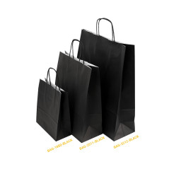 Black paper bags, 3 sizes