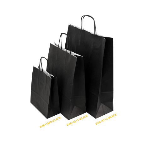Paper Bag Black with Twisted Paper Handles, Medium