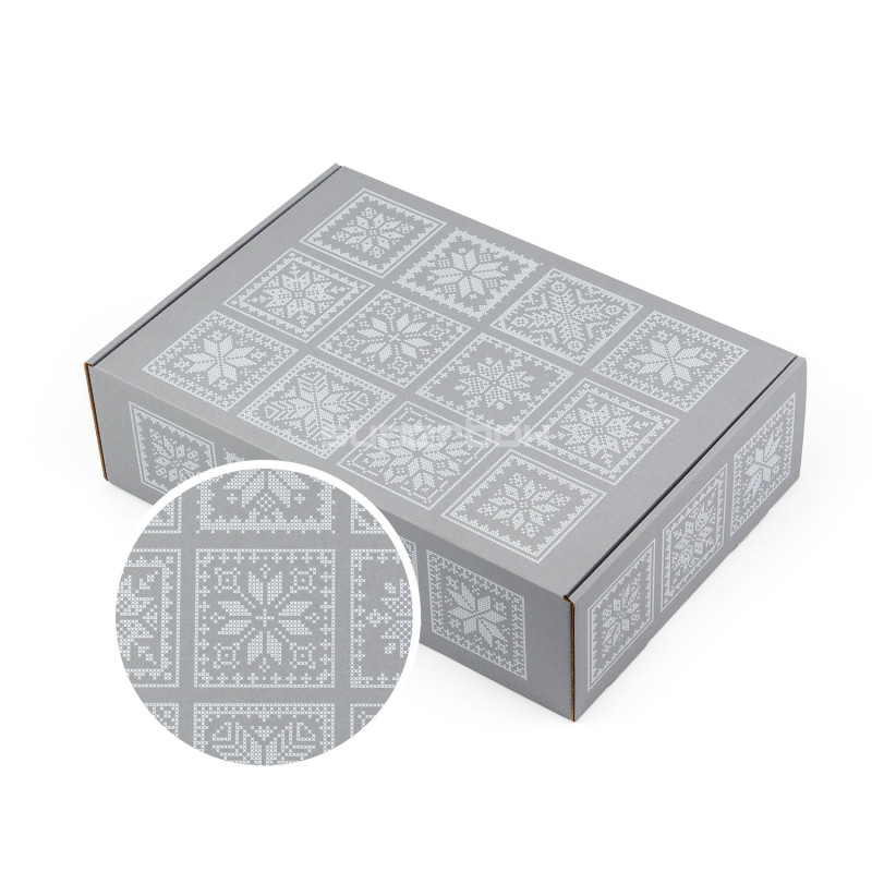 Grey A4 box with ethnic motifs, 305x215x85 mm Grey A4 box with ethnic motifs, 305x215x85 mm