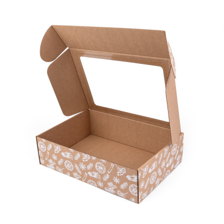 Коричневая коробка A4 с рождественскими мотивами и окном