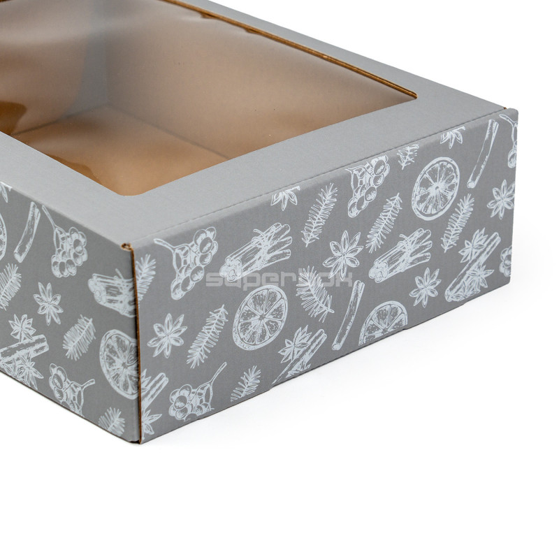 Grey A4 Box with Christmas Motifs and Window