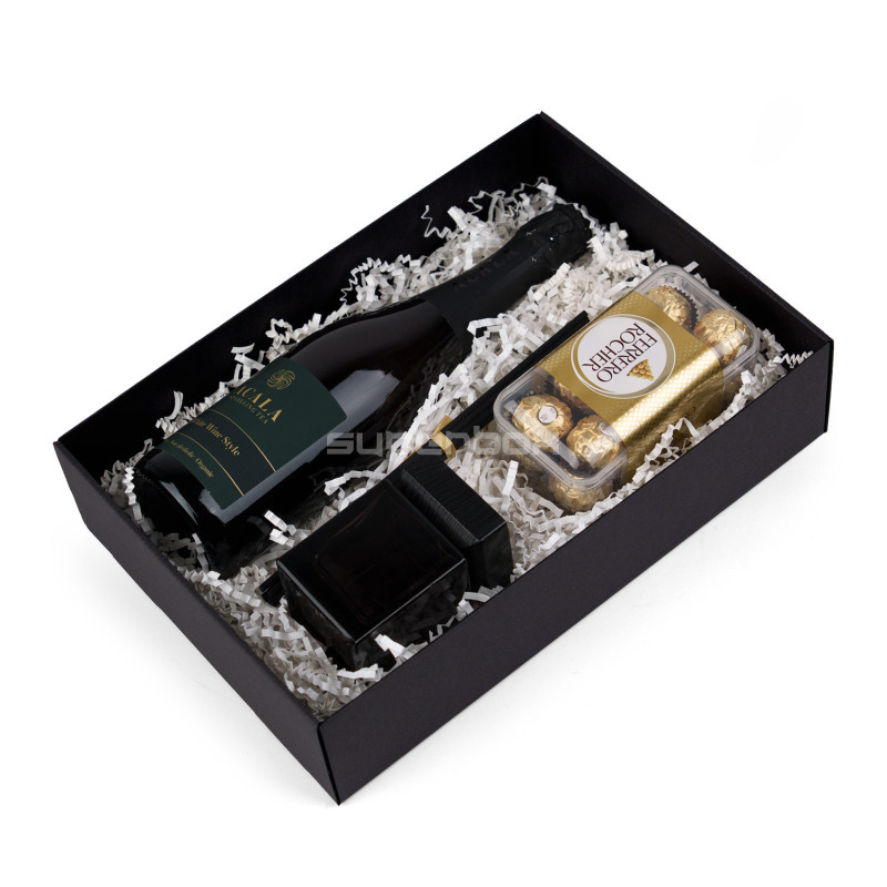 Daudzfunkcionāla 8,5 cm augsta melna dāvanu kastīte ar pamatnes vāku