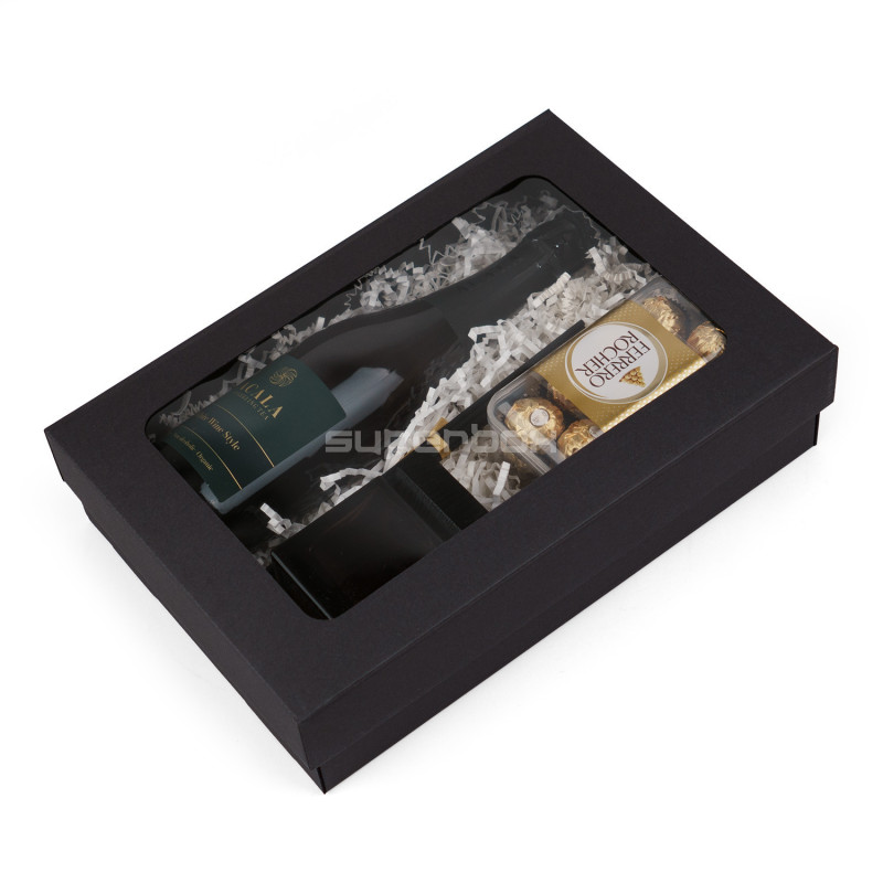 Multipurpose Black Base-Lid Gift Box with Clear Window Multipurpose Black Base-Lid Gift Box with Clear Window