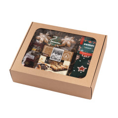 Коричневая подарочная коробка с окном | 340x280x85 мм | Superbox