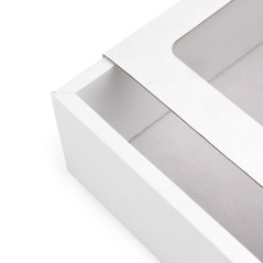 White gift box with a sleeve and window, 240x160x85 mm