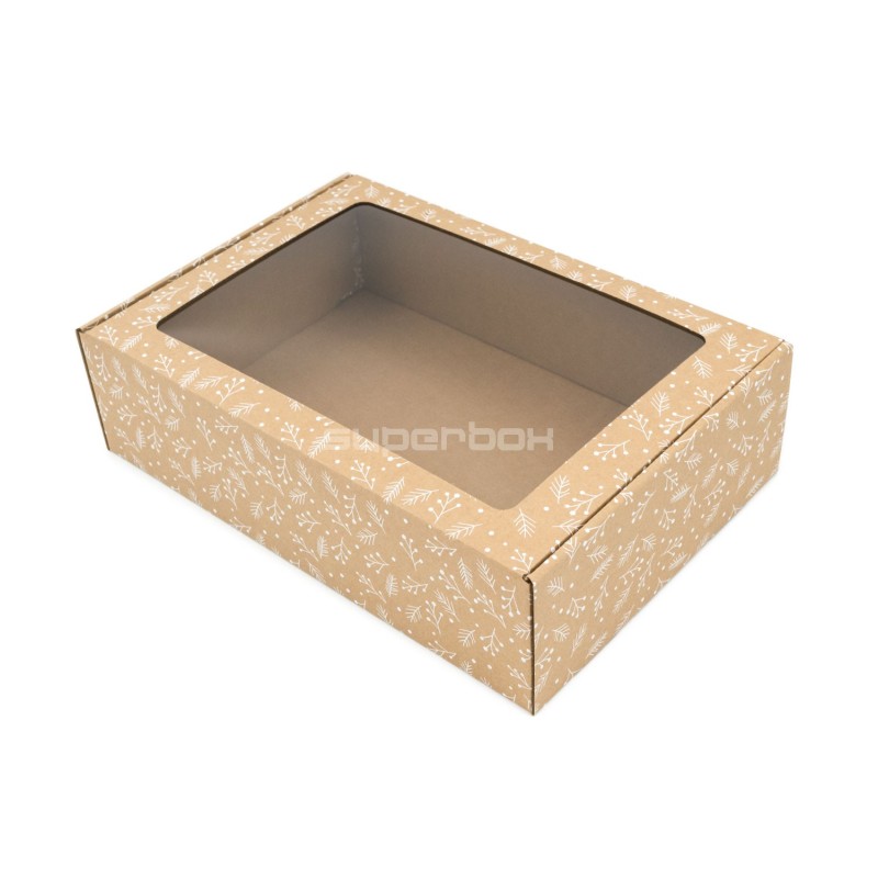 Brown Christmas A4 Size Gift Box WHITE BERRIES