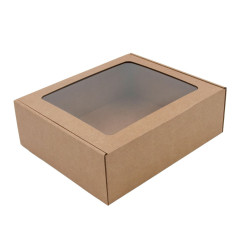 Standard Size Brown Gift Box with Window for Cosmetic Product Packaging