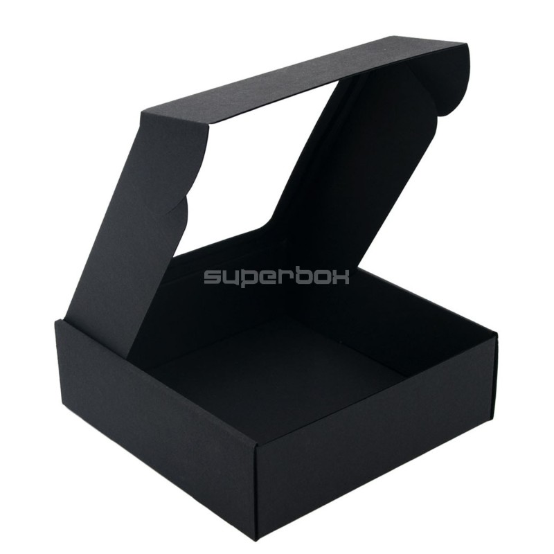 Black Small Gift Box with PVC Window, 6 cm Height