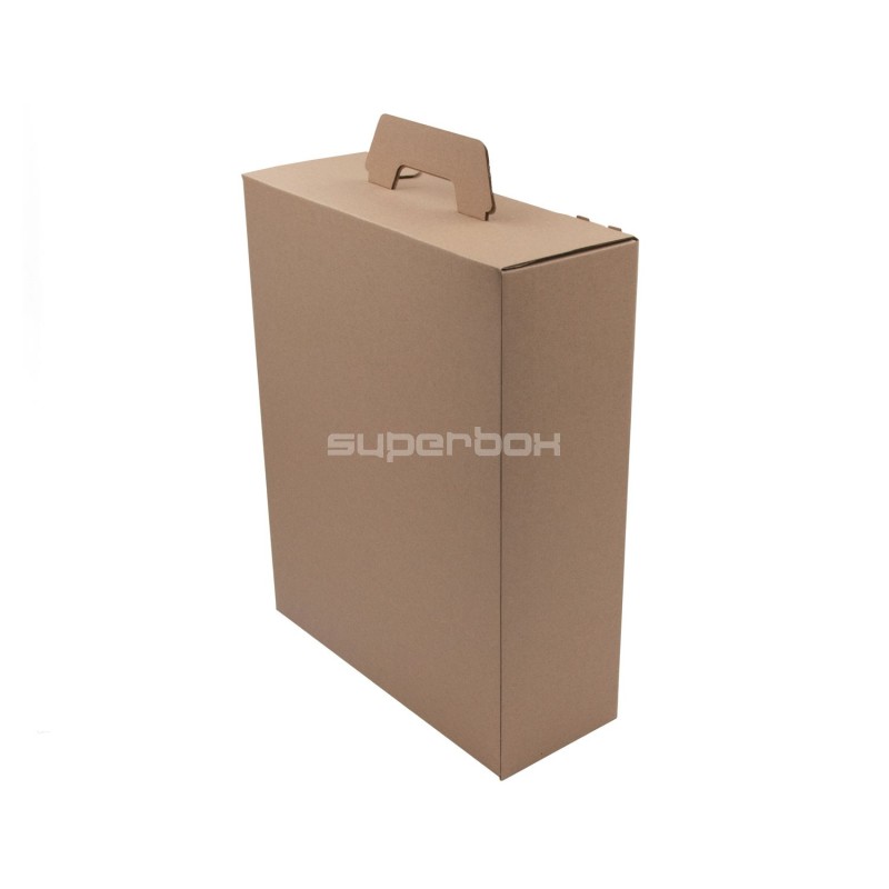 Recycled Cardboard Brown Suitcase Type Gift Box with Handle