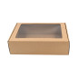 Brown A4 Size Gift Box with Window and Brown Stripes