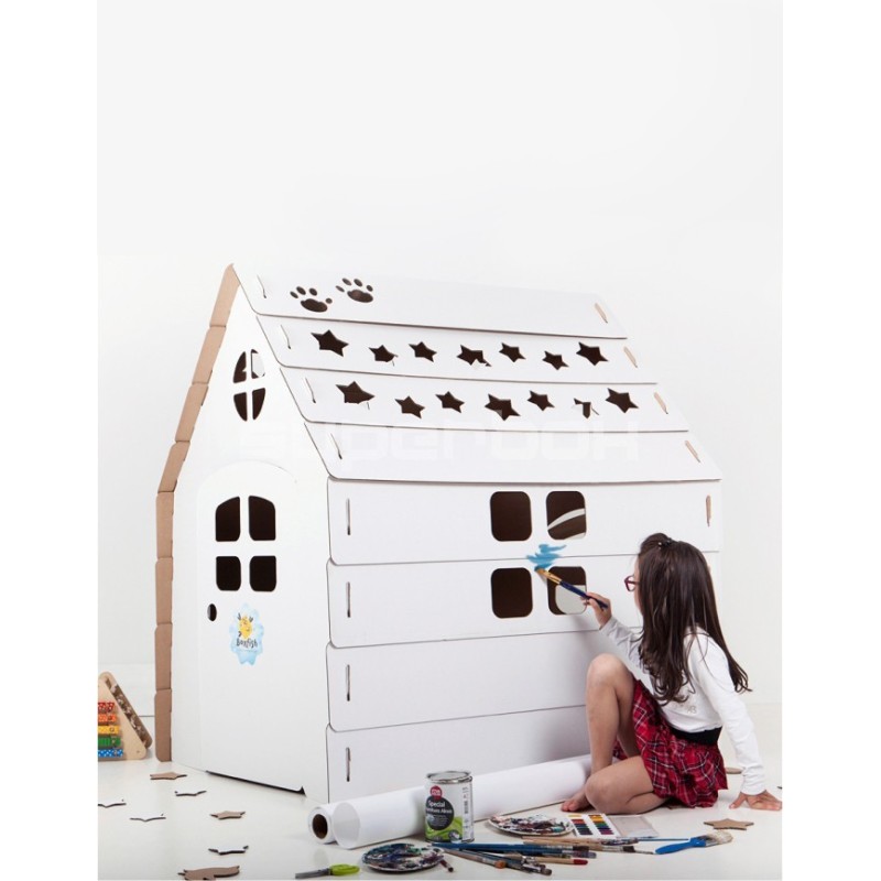 Big Corrugated Board Playhouse for Children STARS