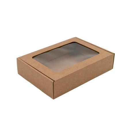 Brown Rectangular Gift Box of 5 cm Height with Window for Cute Gift Packaging