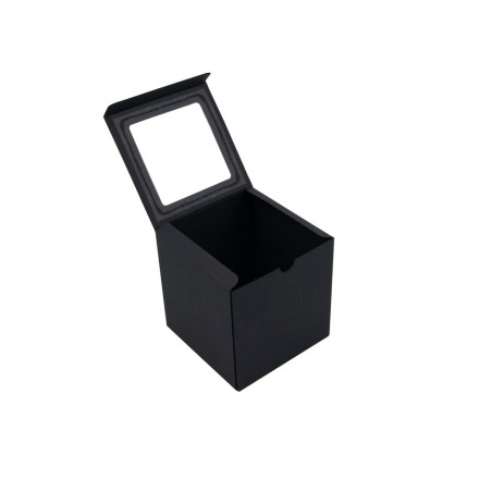 Dāvanu kaste Black Cube ar PVC logu uz vāka