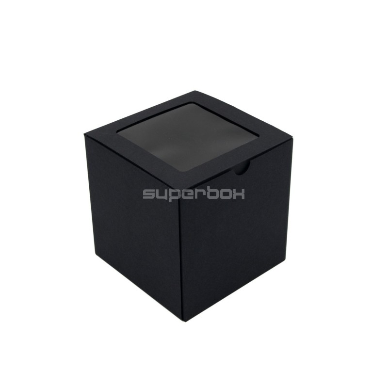 Dāvanu kaste Black Cube ar PVC logu uz vāka